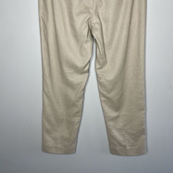 J.CREW Kallie Pants Women 4 Beige Linen Blend Straight Leg NEW Stretch BY761 - Picture 9 of 14
